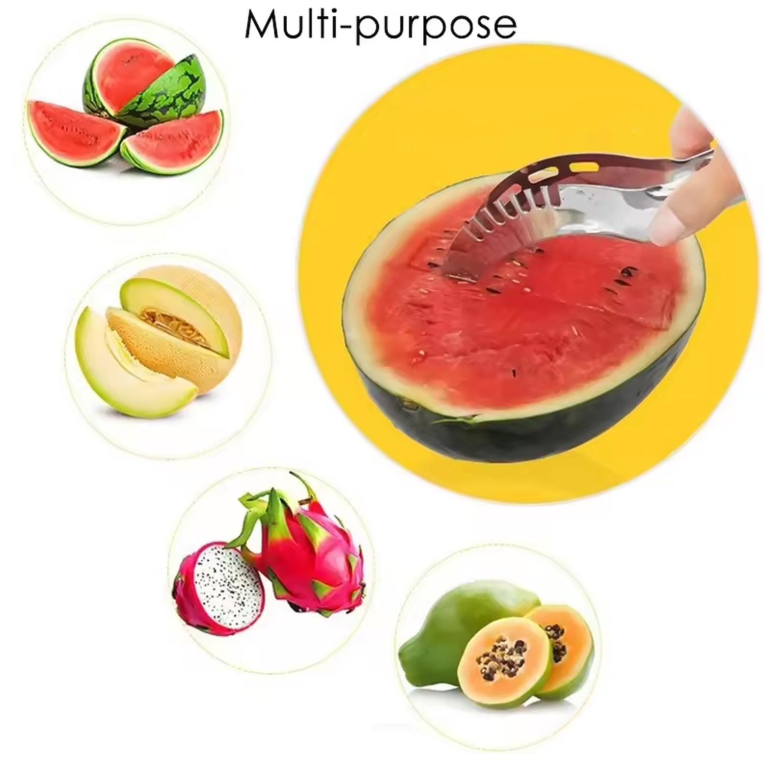 3in1 Stainless Steel Watermelon Cantaloupe Slicer Knife, Corer Fruit, Vegetable Tools Kitchen (1 Pc) 3in1 Stainless Steel Watermelon Cantaloupe Slicer Knife, Corer Fruit, Vegetable Tools Kitchen (1 Pc)